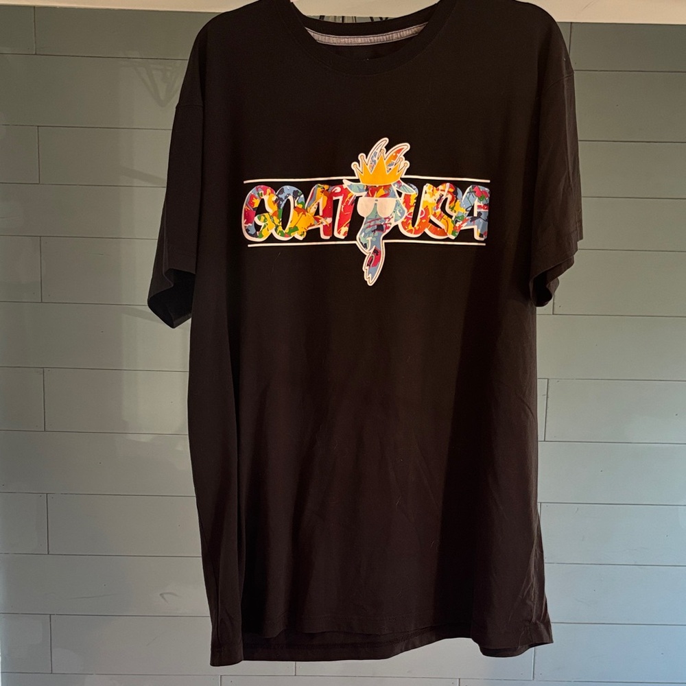 Goat USA Black Tee with‎ Multicolor Logo